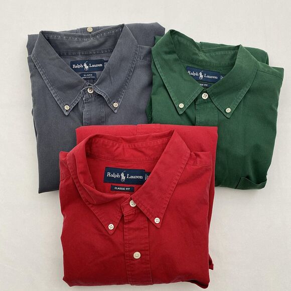 Ralph Lauren Button Down Shirt Cotton Lot 3 Preppy Casual 2XL - Picture 1 of 16